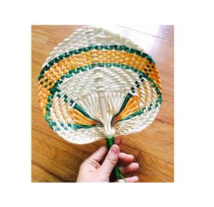 Eventail de feuille de palmier naturel en bambou, ventilateur à main à motifs roses, pour décor vietnamien, offre spéciale - Product Image 6