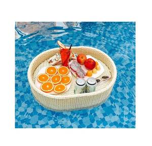 Bandeja flotante de ratán polivinílico en forma de barco de fábrica utilizada para servir el desayuno en piscina en villas, Resort - Product Image 3