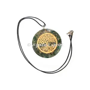Vente en gros d'agate plaquée or Orgone Pendentif en pierre de guérison avec corde-Fengshui Cadeau unisexe - Product Image 1