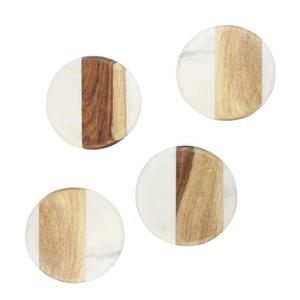 Dessous de verre en marbre et bois Articles de cuisine Décoration de table domestique de haute qualité Sous-verres Vente en gros d'usine - Product Image 1