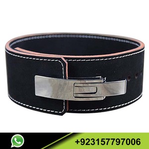Skye Blue Cow Hide Leather Gym Workout Belt Logotipo personalizable Powerlifting Palanca Hebilla para levantamiento de pesas y ejercicio - Product Image 4