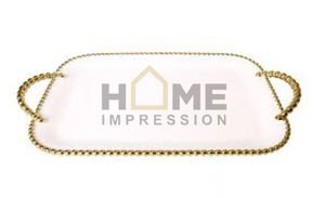 Bandeja de servicio de metal resistente hecha a mano, forma redonda en oro blanco, alta calidad estándar para restaurantes, hoteles, directo desde la India - Product Image 4