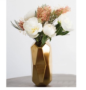 100% แฮนด์เมดทองเหลืองแจกันดอกไม้ชิ้นเดียวสำหรับสวนและกลางแจ้งตกแต่งบ้านทองเหลืองโลหะสีทองแจกันดอกไม้ - Product Image 5