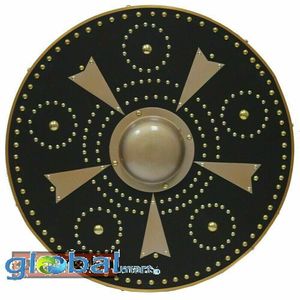 24 \ "<span class=keywords><strong>Scottish</strong></span> Thời Trung Cổ vùng cao chiến binh mục tiêu lá chắn gỗ cứng áo giáp với da Grip đánh bóng và ống đồng in Quà Tặng - Product Image 3