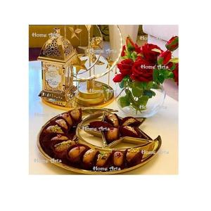 Bandeja de Fechas con Forma de Luna y Estrella Hecha a Mano, Bandeja de Ramadán de Color Dorado DE LA Más Alta Calidad para Uso Especial Eid - Product Image 1