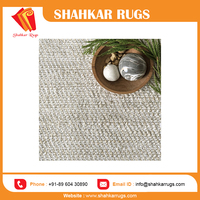 Tapis Shahkar en jute tissé à la main, motif chevron uni, réversible, luxueux, tissage plat, couleur ivoire, tapis moderne pour toutes les saisons
