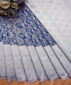 Banarasi soie jacquard saree avec chemisier vêtements pour femmes dames fête festival vêtements quotidiens doux coton soie sari en gros bas prix ethnique - Product Image 1