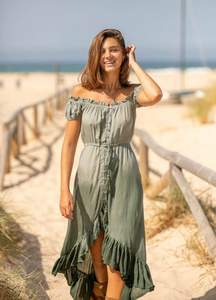 ชุดเดรสยาวมัดย้อมสไตล์โบฮีเมียนของผู้หญิงชุดเดรสชายหาดเกาะอกยาวถึงพื้นเดรส100% ผ้าฝ้ายทอเอวธรรมชาติ - Product Image 5