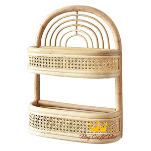 Étagère murale en rotin à deux niveaux, produit en forme d'arc-en-ciel, fait à la main, rangement pour chambre à coucher, vente en gros, nouveau Design - Product Image 2