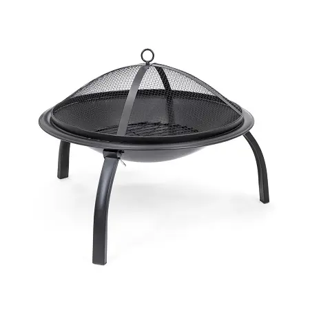 Meraviglioso Design in ferro battuto pozzo del fuoco del camino del pozzo del fuoco del barbecue di colore nero di alta qualità con copertura e supporto