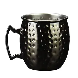 Best Selling Copper Hammered Stainless Steel Black Moscow Mule Mug Beer Cup Mule Cups For Any Chilled Beverage Unique Gift Item