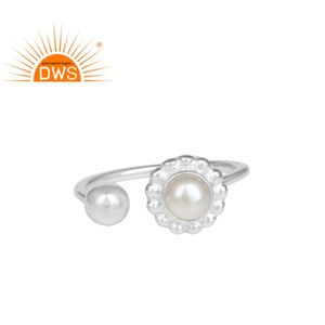 Bague à motif Floral en argent Sterling, goutoire en pierre précieuse, Cabochon de perles, fournitures de bijoux - Product Image 1