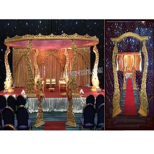 Designer Divyani Mandap for Wedding Ceremony Premium Wooden Mandap for Indian Wedding Peacock Carved Wooden Wedding Mandap - Product Image 1