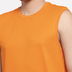 เสื้อกล้ามผ้าฝ้าย100% สำหรับผู้ชาย,เสื้อผ้าออกกำลังกายแบบลำลองสีล้วนไม่มีปกเสื้อระบายอากาศได้สำหรับฤดูร้อน - Product Image 4