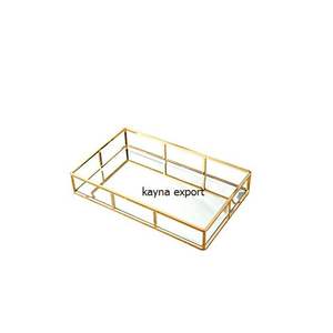 Plateau de miroir en métal plaqué or décoratif fantaisie décoration de Noël plateau en métal utiliser des ustensiles de cuisine et des décorations de table de restaurant - Product Image 1