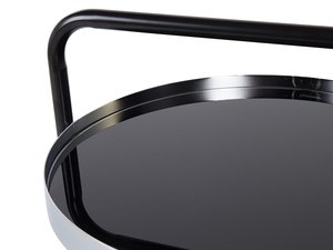 Chariot à boissons rond industriel en métal de luxe, service de bar, cuisine, chariot de service, îlot de meubles et chariot - Product Image 3