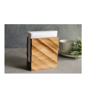Porte-serviette en bois forme carrée et design de feuille porte-serviette pour fête naturelle et royale manche de serviette en bois - Product Image 2