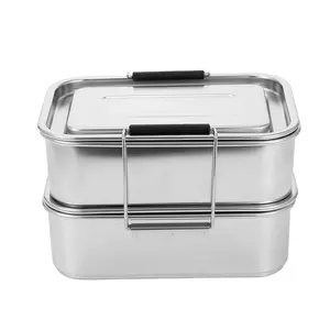 King สแตนเลสสตีลกล่องอาหารกลางวัน Tiffin Carrier อาหารอุ่นกล่องกล่อง Bento Leakproof อาหาร