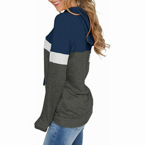 Sudadera con capucha de manga larga para mujer, con bolsillos laterales y bloque de color, de gran tamaño, dos tonos - Product Image 1