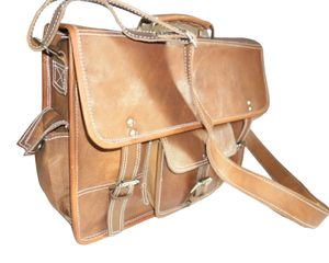 Bolso personalizable de cuero genuino estilo vintage para ordenador portátil maletín de hombro de oficina bolso de viaje de mensajero de cuerpo cruzado Unisex - Product Image 1