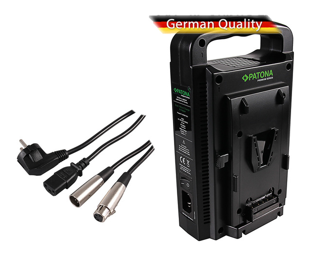 PATONA Dual V-Mount Charger: 16.5 V, 4.5 a Input: 100-240V AC 50-60Hz
