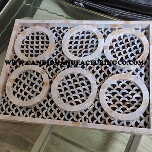 Bandeja rectangular ecológica de diseño árabe para servir con incrustaciones de hueso Mother Pearl para hoteles, restaurantes y regalos Eid - Product Image 2