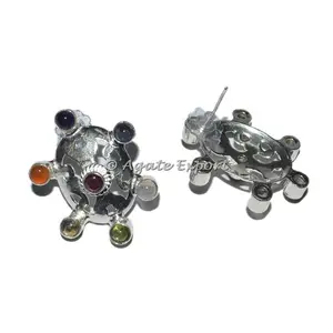 Boucles d'oreilles avec breloques en or rose 7 chakras |   Bijoux de mode apaisants en acier inoxydable et cristal, unisexe - Product Image 1