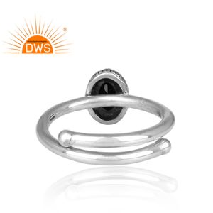 ธรรมชาติสีดำนิลแหวนพลอยชนเผ่าผู้ผลิตเครื่องประดับเงินใหม่ชาติพันธุ์ดู925เงินรอบปรับก้านแหวนเครื่องประดับ - Product Image 4