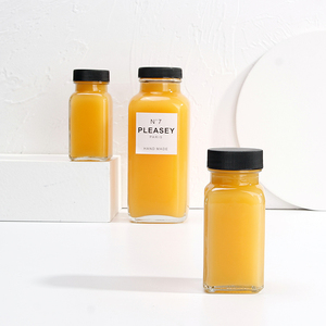 60Ml 2Oz Nhỏ Shot Glass Rõ Ràng Pháp Vuông Ép Lạnh Chai Nước Trái Cây Với Plastisol Nhôm Vít Cap - Product Image 2