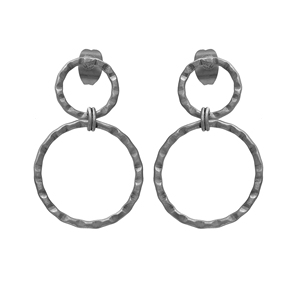 Mejor calidad sólido de Plata de Ley 925 doble círculo cuelgan pendiente vermeil chapado en oro martillado pendientes fina joyería de moda - Product Image 2