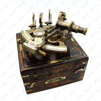 Sextant Nautique Antique en Laiton Massif avec Boîte en Bois, Instrument de Navigation Maritime Fonctionnel Vintage, Décoration de Table Faite à la Main