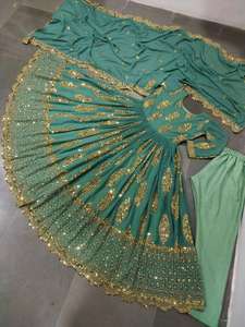 Vestido Largo de Bordado Pesado de Royal Export, Completamente Cosido, con Borde de Encaje de Georgette Sintética y Dupatta con Parte Inferior - Product Image 3