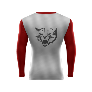 Men <b>Long</b> <b>Sleeve</b> Rash Guard <b>Red</b> White Color Blocked Quick Dry Swim Shirt Adult Sport <b>Top</b> - Product Image 2