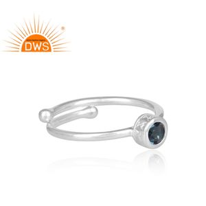 งดงามรอบตัดลอนดอนสีฟ้าบุษราคัมพลอยแหวนผู้ผลิตเครื่องประดับที่ดีที่สุดอินเดียผู้จัดจำหน่ายเครื่องประดับ - Product Image 3