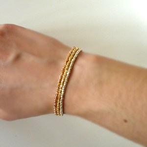 Stretch Silver Faceted Nugget Seed <b>Bead</b> <b>Bracelet</b> - Product Image 1