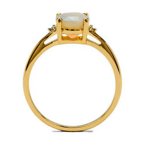 Anillo de oro amarillo de 14k hecho a mano, Ópalo y Diamante etíope, diseño único, joyería, precio de fábrica al por mayor - Product Image 2