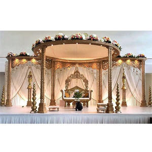 Maharani boda pilares gemelos Mandap boda madera tallada Maharani Mandap tradicional boda hindú madera Twin Mandap Reino Unido - Product Image 1