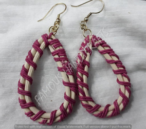 Nouveau Design classique Boucles d'oreilles en rotin en bois Bijoux faits à la main respectueux de l'environnement avec forme de crochet - Product Image 2