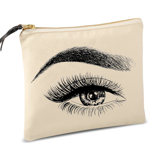 Bolsa cosmética de viaje de algodón reciclado ecológico bolsas de maquillaje impresas personalizadas con material de lona con cremallera - Product Image 4