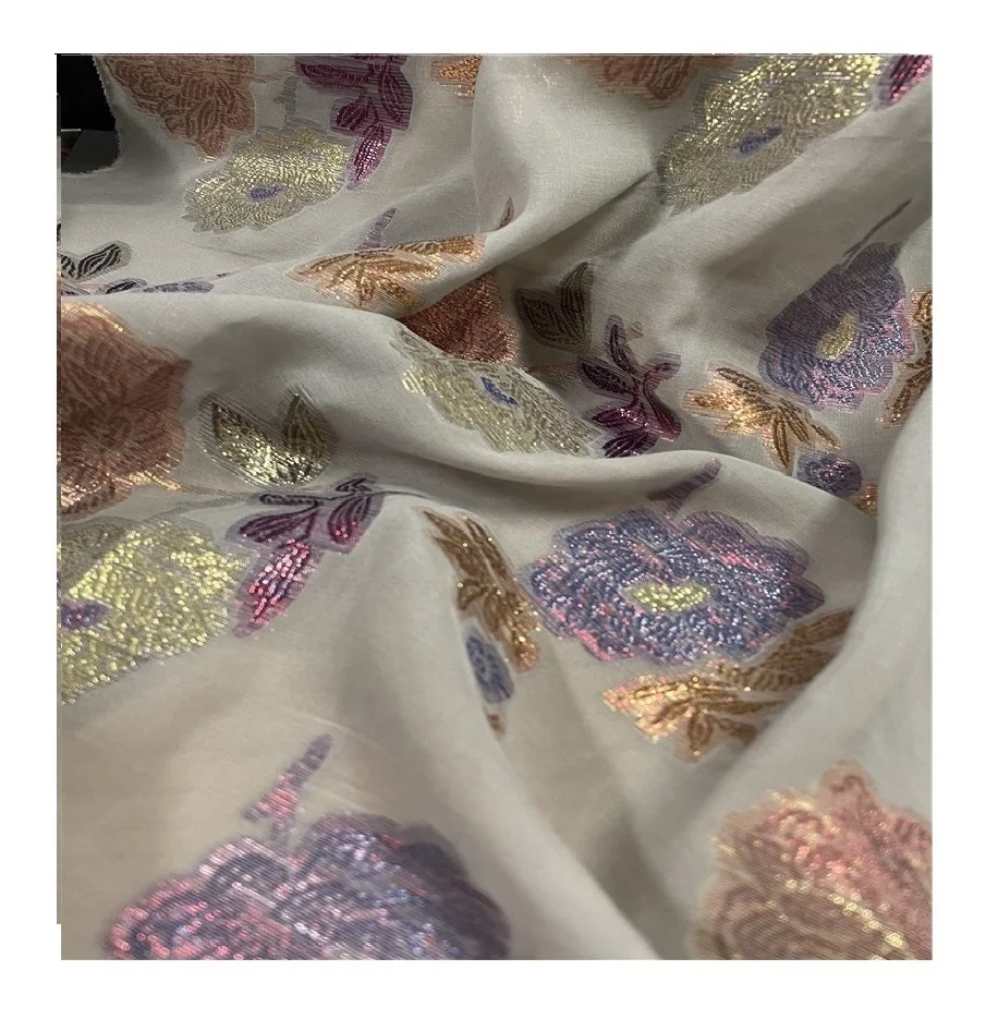 Dirac somali fabric silk multi-color lurex chiffon jacquard fabric