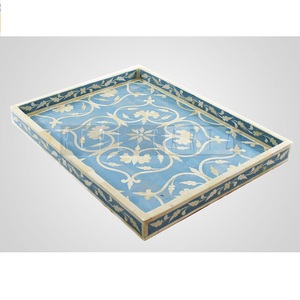 Bandeja Decorativa de Resina con Incrustaciones de Hueso para Cocina, Sala de Estar, Bandeja Multiusos para Servir, Decoración de Mesa |   Organizador del Hogar - Product Image 1