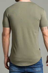 Muscle Fit เสื้อยืดปั่นด้ายสำหรับผู้ชาย,เสื้อออกกำลังกายยิมปั่นด้ายเนื้อผ้าฝ้ายผสมโพลีเอสเตอร์คุณภาพดีชุดกีฬา OEM - Product Image 2