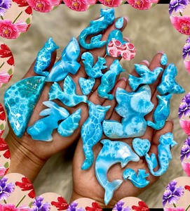 Cadeau Fête des Mères Cabochon Larimar Naturel Lapin Sculpté Certifié IGI - Product Image 3