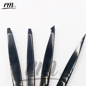 Ensemble de pinces à sourcils en acier inoxydable Plasma noir de qualité supérieure 4 pièces pointe inclinée Styles les les plus demandés à bas prix - Product Image 2