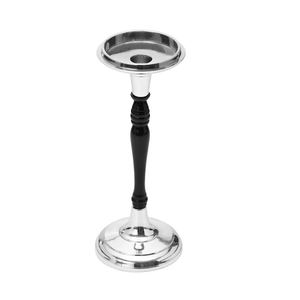 Support de pilier de bougie argenté décoratif sur base ronde pour décoration de table de mariage Pilier de bougie de table fini brillant fait à la main - Product Image 2