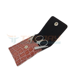 Pincettes ciseaux à sourcils, kit pour sourcils, avec pochette Crocodile marron libre, emballage de couleur personnalisée et logo, nouvelle collection - Product Image 3