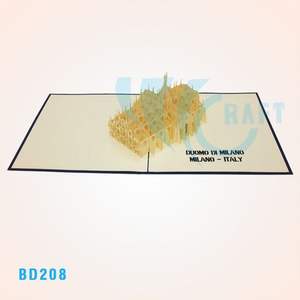 Top Tendance À La Main Vietnam Art Papier 3D Laser Cut Milan Cathédrale Pop Carte Meilleur Vendeur Cross-Style Artisanat Carte-Cadeau - Product Image 1