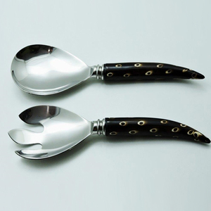 ฮอร์น & สแตนเลสชุบเงินขายส่งชุดเสิร์ฟสลัดอุปกรณ์ทานอาหารจานร้อน - Product Image 4