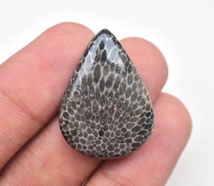 หินฟอสซิลหินกระเบน Cabochon,หินฟอสซิลสีดำ Cabochon - Product Image 4