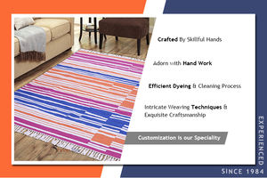 Tapis d'intérieur lavables en coton 100% tissé à la main, motif géométrique, qualité supérieure Shree Sai, pour salle à manger et chambre à coucher, directement de l'usine - Product Image 6